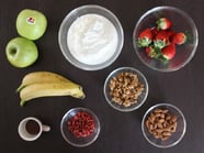 Smoothie bowl with Granny Smith apples, strawberries and yogurt