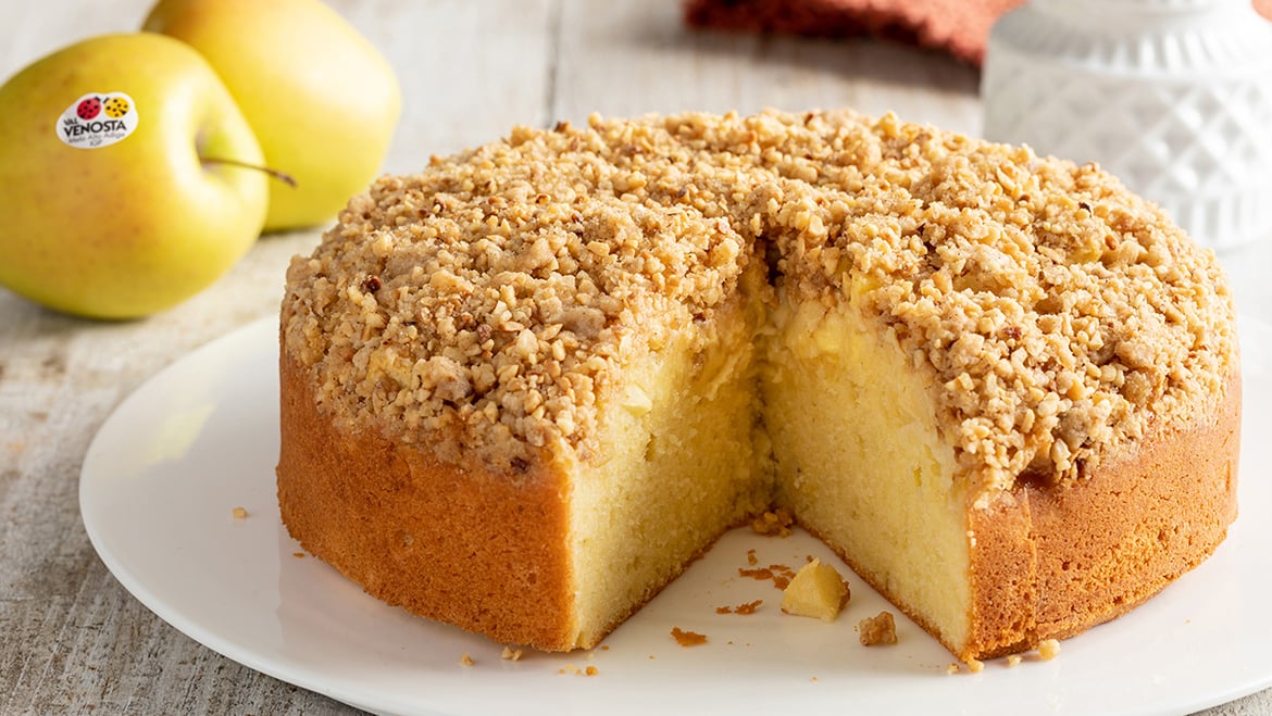 Pastel de crumble de manzanas Golden Delicious